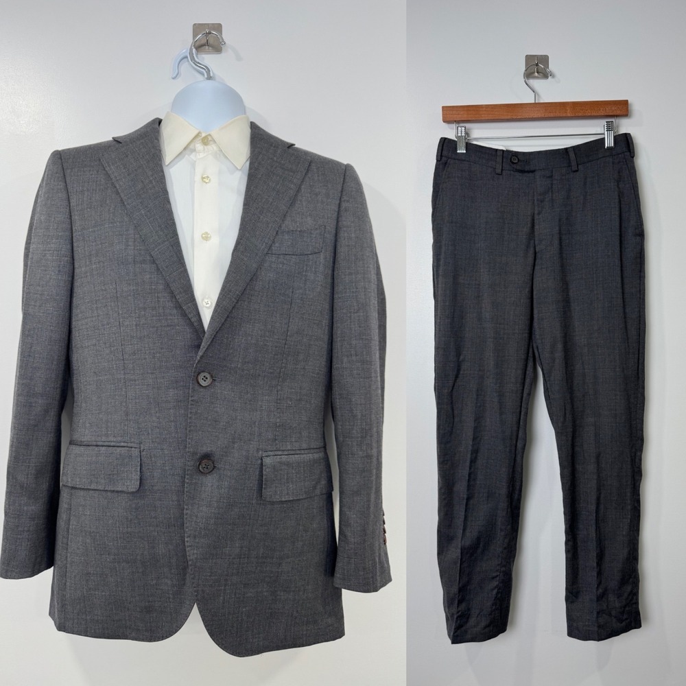 Suitsupply Men Grey Suit Lazio Single Breasted Int. Blazer Pant Wool 34x29